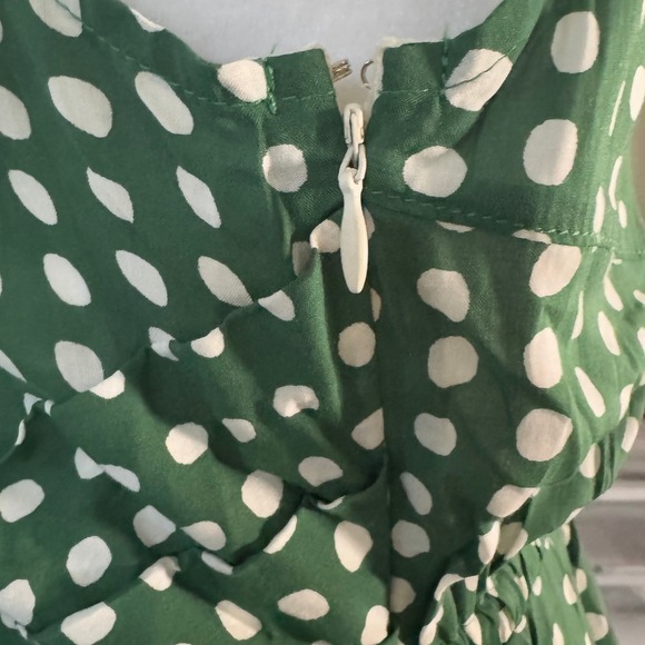 NWT Anthropologie TYLHO Green Polka Dot Sleeveless Shirt Dress Midi Waist Tie XS - Picture 4 of 9